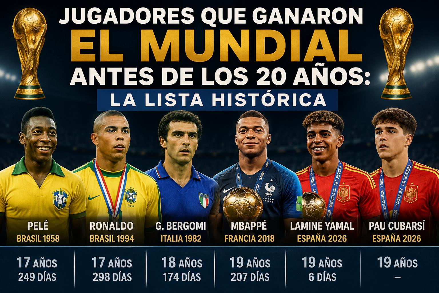 Jugadores que ganaron el Mundial antes de los 20 años: la lista histórica