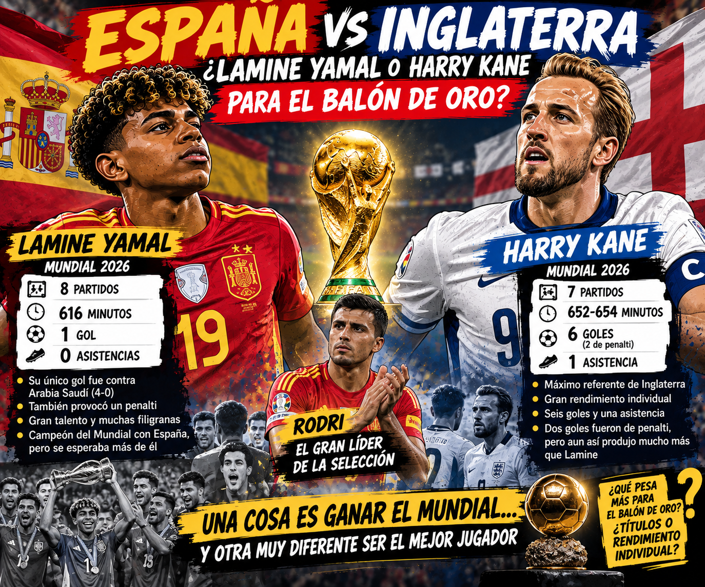 Lamine vs Kane: ganar el Mundial no significa haber sido el mejor